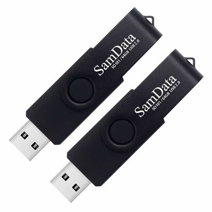 Picture of SamData 64GB USB Flash Drives 2 Pack 64GB Thumb Drives Memory Stick Jump Drive with LED Light for Storage and Backup (2 Pack Black)