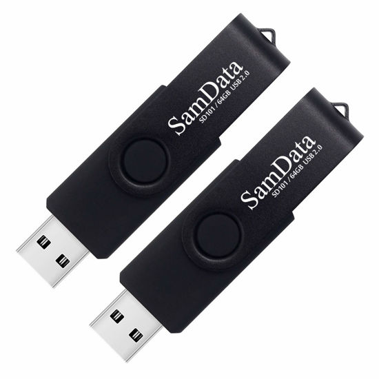 Picture of SamData 64GB USB Flash Drives 2 Pack 64GB Thumb Drives Memory Stick Jump Drive with LED Light for Storage and Backup (2 Pack Black)