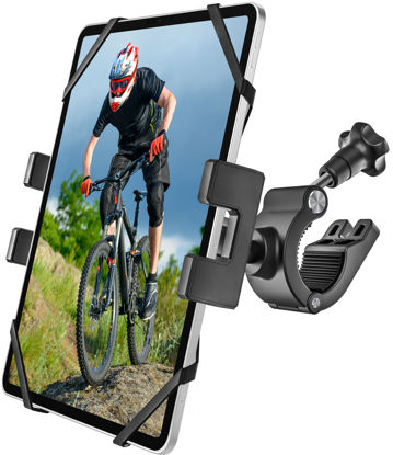 Picture of Bike Tablet Mount Holder [Ultra Stable] Motorcycle Tablet Mount for Bicycle Handlebar, Electric Scooter, Mountain, Dirt Bike Clamp- 360° Rotate Suitable for 4.7-13" iPad Pro, Air, Mini, IPhone, Galaxy