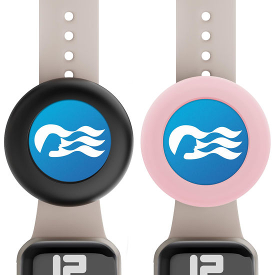 Picture of Princess Ocean Medallion Watch Adapter [2 Pack], Princess Cruise Medallion holder Accessories for Carnival Princess Cruise Line in 2024 & 2025, Also for Apple Airtag Dog Collar Holder (Black/Pink)