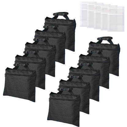 Picture of ifkdnr 10 Packs Sandbags with 10 PE Bags, Heavy Duty Sand Bags, Sand Bags for Weight with Zipper and Buckle Straps for Support Light Stand, More 2/4/6/8/10/12 Packs Sand Bag to Choose.