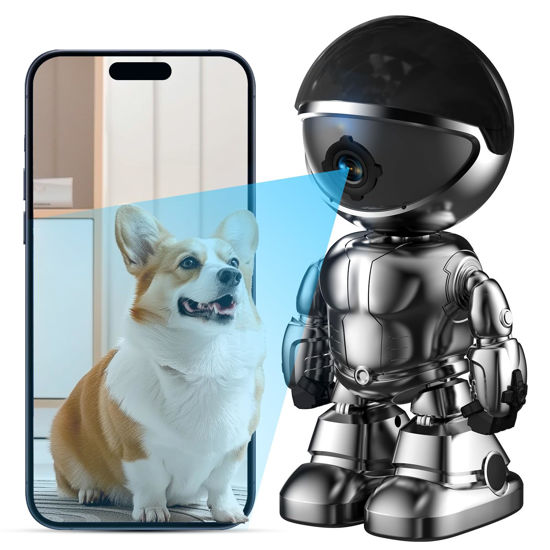 Picture of Indoor Camera 2K 5G/2.4Ghz WiFi Home Security Camera, Baby/Pet Camera with Phone App Motion Detection, Robot Cameras for Home Security, Color Night Vision, Siren Alarm, Two-Way Talk, Human Detection