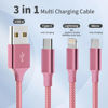 Picture of Multi Charging Cable, (2 Pack 4FT) Multi USB Charger Cable 3 in 1 Charging Cable Nylon Braided Universal USB Charging Cord with Type-C, Micro USB,IP Port for iPhone16/15 Series/Cell Phones & Pads