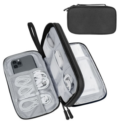 Picture of Lcsmaokin Electronics Travel Organizer,Portable Waterproof Electronic Travel Storage Bag for Small Charging Cord Storage,Charger,Small Electronics,SD Card etc,for Travel,Business - Black