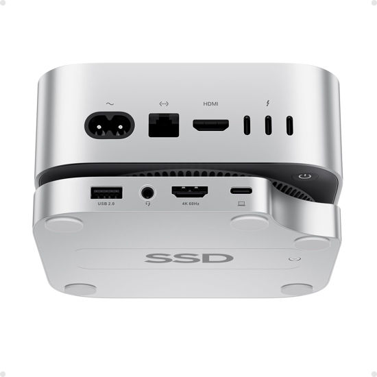 Picture of PULWTOP Mac Mini M4 Hub Stand with M.2 SSD Enclosure, 9-in-1 Mac Mini M4 Dock Mount with HDMI 4K 60Hz, 3 x USB A 2.0, SD/TF 3.0, 3.5mm Audio/Mic, USB C Hub Accesorios for Mac Mini 2024 M4 Pro