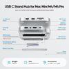 Picture of PULWTOP Mac Mini M4 Hub Stand with M.2 SSD Enclosure, 9-in-1 Mac Mini M4 Dock Mount with HDMI 4K 60Hz, 3 x USB A 2.0, SD/TF 3.0, 3.5mm Audio/Mic, USB C Hub Accesorios for Mac Mini 2024 M4 Pro