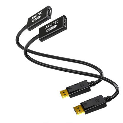 Picture of Arvitek 4K@60Hz DisplayPort (DP) to HDMI Adapter 2 Pack, Uni-Directional DP to HDMI(Male to Female), Duplicate Extend Screen for Desktop, Laptop, PC, Projector, HDTV, Monitor