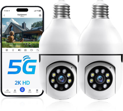 Picture of (2 Pack), Light Bulb Security Camera 5G&2.4G WiFi, Home Security Cameras Wireless, Cameras for Home Security, Camaras De Seguridad Para Casa Inalambricas, Wireless Security Camera, Bulb E27, 360°.