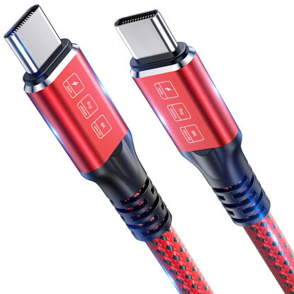 Picture of 240W Thunderbolt 4 Cable 3ft, USB C Thunderbolt 4 Cable Monitor Cable Supports 40Gbps Data Transfer and Single 8K/Dual 4K Video Compatible with Thunderbolt 4/3 Monitor, Hub, Docking Stations-Red