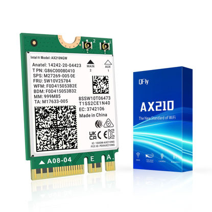 Picture of QFly WiFi 6E AX210 NGW Wireless Card with Bluetooth 5.3, Tri-Band 5400Mbps Network Adapter for Laptop Support Windows 10/11 (64bit) M.2/NGFF