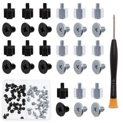 Picture of Zmbroll 80Pcs M.2 SSD Screw Kit,Black and Silver M.2 Standoffs and Screws,M2 x 4.5+2.5 SSD Mounting Screws for Asus Motherboards with Screwdriver