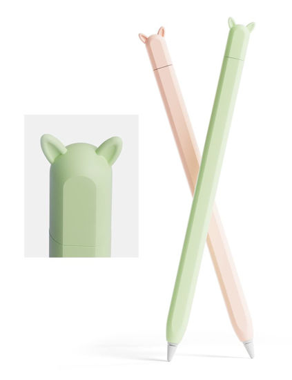 Picture of 2 Pack Cute Ear Case Silicone Skin Cover for Apple Pencil 2nd Generation Accessories Compatible with iPad Pro 11 12.9 inch,Pink&Green