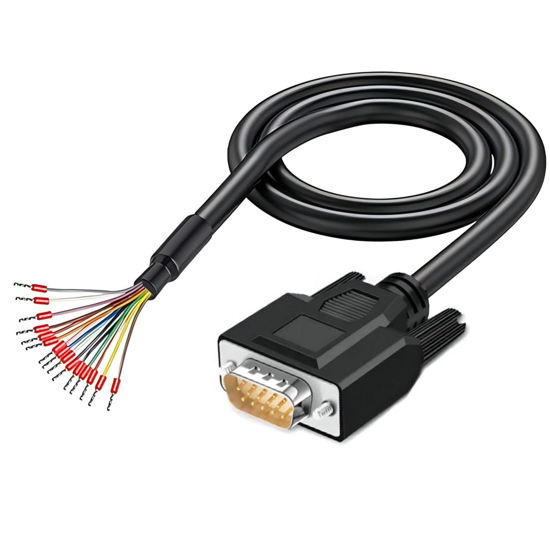 Picture of Willwewon 10Ft 24AWG VGA Male RS232 15Pin Serial Extension Cable, HDB15 3 Row 15-Pin Gold Plated Connector with Bare Wire End Cable
