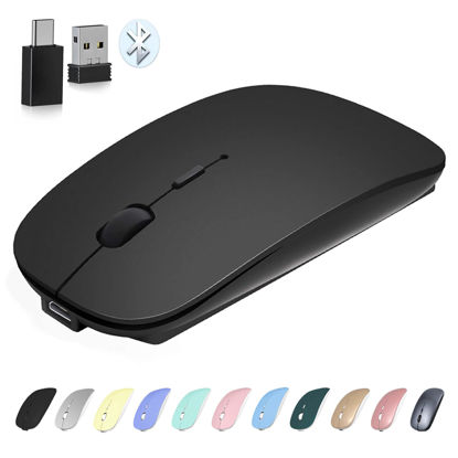 Picture of Wireless Bluetooth Mouse USB C for MacBook Air Pro, Silent Bluetooth Mouse Type C, Optical Rechargeable Mouse for Mac Air Pro/iPhone/Laptop/iMac