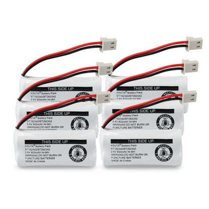 Picture of Kruta BT162342 BT262342 Cordless Phone Batteries Compatible with BT183342 BT283342 BT166342 BT266342 VTech CS6114 CS6419 CS6719 at&T EL52300 CL80111 Handset Telephone (Pack 6)