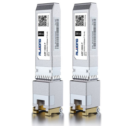 Picture of 10GBase-T Transceiver, 10G SFP+ Copper RJ-45 Transceiver for Cisco SFP-10G-T-S, Ubiquiti, Meraki, Mikrotik, Netgear, D-Link, Accton, Cumulus etc. (Support 10G/5G/2.5G/1.25G, CAT.6a/CAT7, 30m) 2-Pack