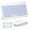 Picture of TECURS Bluetooth Keyboard and Mouse Combo for iPad, 7-Color Backlit Rechargeable Wireless Keyboard & Mouse Compatible with iPad 10th/9th/8th Gen, iPad Pro/Air/Mini and ipadOS 13 and Above (White Grey)