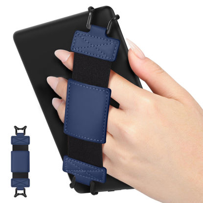Picture of MoKo Soft Hand Strap for 6-8" Kindle eReaders Fire Tablet Kindle/Kobo/Voyaga/Sony Kindle E-Book Tablet, Black High-Elasticity Versatile Hand Strap Lightweight Finger Grip Holder, Indigo