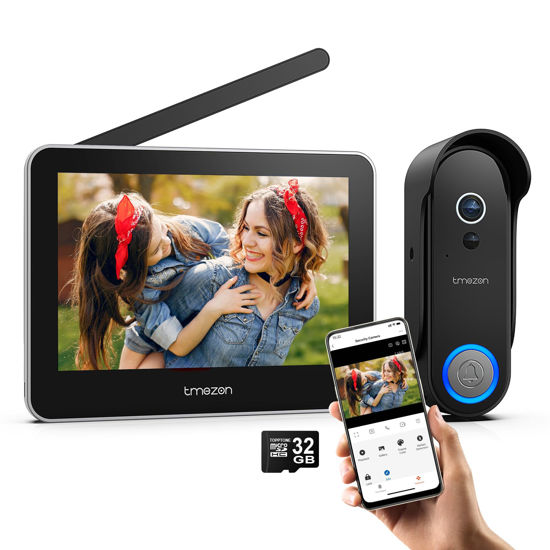 Picture of Tmezon Wireless Video Doorbell with Camera and Monitor WiFi Doorbell Intercom System, 1080P Camera with Monitor, Video Door Phone 7''Touch Screen, Motion Detection, No Monthly Fees, Tuya APP 2.4G/5G