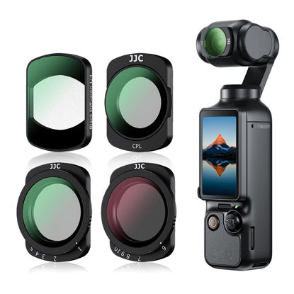 Picture of JJC 4 Pack Magnetic CPL & ND & 1/4 Black Diffusion Filter Kit for DJI OSMO Pocket 3, CPL NDV2-32(1-5 Stops) NDV64-1000(6-10 Stops) Variable Neutral Density & Cinematic Dreamy Effect Filters with Wipe