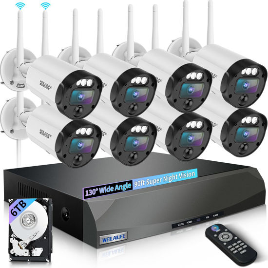 Picture of 【90ft Super Night Vision】 5MP Outdoor Wireless Security Camera System, Wireless Cameras for Home Security, Home Video Security Cameras, WiFi Surveillance Systems