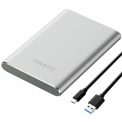 Picture of HWAYO 160GB Portable External Hard Drive, USB3.1 Gen 1 Type C Ultra Slim 2.5'' HDD Storage Compatible for PC, Desktop, Laptop, Mac, Xbox One (Silver)