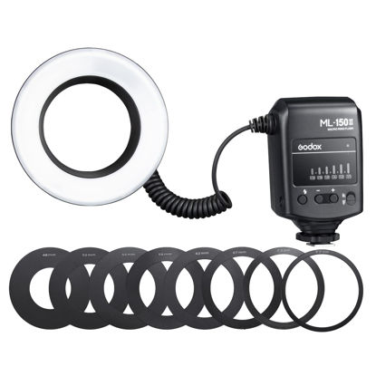 Picture of Godox ML-150II Macro Ring Flash Light GN12 with 8 Lens Adapter Rings for Canon Nikon Pentax Olympus DSLR Cameras