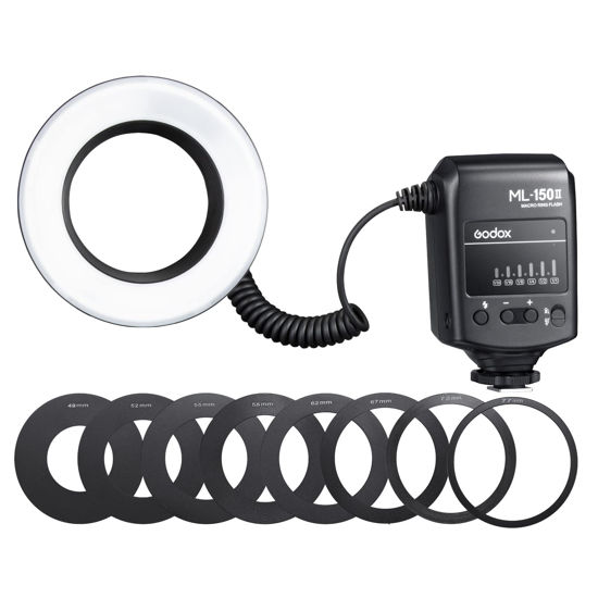 Picture of Godox ML-150II Macro Ring Flash Light GN12 with 8 Lens Adapter Rings for Canon Nikon Pentax Olympus DSLR Cameras