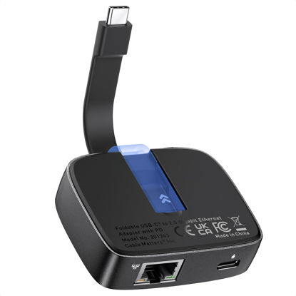 Picture of Cable Matters USB C to 2.5 Gigabit Ethernet Adapter with 100W Charging (2.5g Ethernet to USB C Adapter) -Compatible with Thunderbolt 4, MacBook Pro, XPS, Surface Pro, Not Support Android or Chromecast