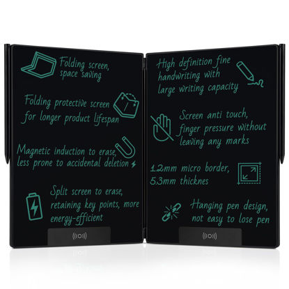 Picture of LCD Writing Tablet for Adults: 14.3 Inch Fold Full Screen Drawing Tablet Reusable Erasable Digital Notepad for Gift Birthday