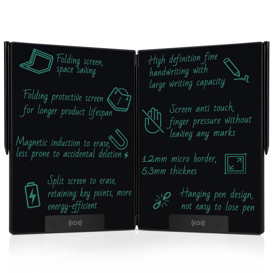 Picture of LCD Writing Tablet for Adults: 14.3 Inch Fold Full Screen Drawing Tablet Reusable Erasable Digital Notepad for Gift Birthday