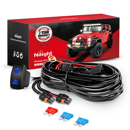 Picture of Nilight 16AWG Fog Light Wiring Harness Kit 12V Heavy Duty 5PIN Rocker Switch Relay Blade Fuse Fog Light Socket Connector Compatible with H11 H9 H8 886 889 892 PGJ13 Fog Light Bulbs, 2 Years Warranty