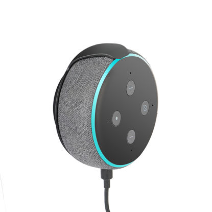 Picture of Wall Mount Holder for 3rd Generation, Space-Saving Accessories Built-in Cable Management for Dot(3rd Gen) Smart Speakers, with Sticking Tape and Drill Nail(Black, 1Pack)
