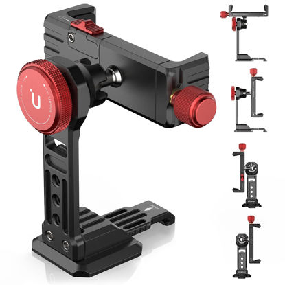 Picture of ULANZI ST-14 Phone Tripod Mount, Phone Holder for Tripod Aluminum, 360° Smartphone Tripod Mount w Cold Shoe, Adapter for iPhone 16, 15, 14, 13, 12, 11, Max, Pro, X, XR, Xs, 6, 7 Plus
