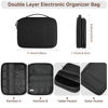 Picture of Dadanism Electronics Organizer Travel Case, Double Layers Cord Organizer Travel for Cable,Cord,iPhone,iPad,Chargers, Travel Electronic Organizer for 9-11'' Tablets, Portable Cable Organizer Bag, Black