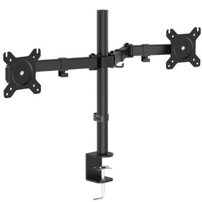 Picture of Joy Seeker Dual Monitor Desk Stand Mount, Heavy-Duty Fully Adjustable Desk Clamp Monitor Arms for Computer Screens, Fits Most 13-27" Monitors up to 17.6lbs per Arm, Max 100x100 VESA, Swivel and Tilt