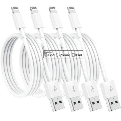 Picture of 4 Pack [Apple MFi Certified] Apple Charging Cables 3ft, iPhone Chargers Lightning Cable 3 Foot, Fast iPhone Charging Cord for iPhone 14/14Pro/13/13Pro/12/11/11Pro/11Max/ X/XS/XR/XS Max/8, ipad(White)