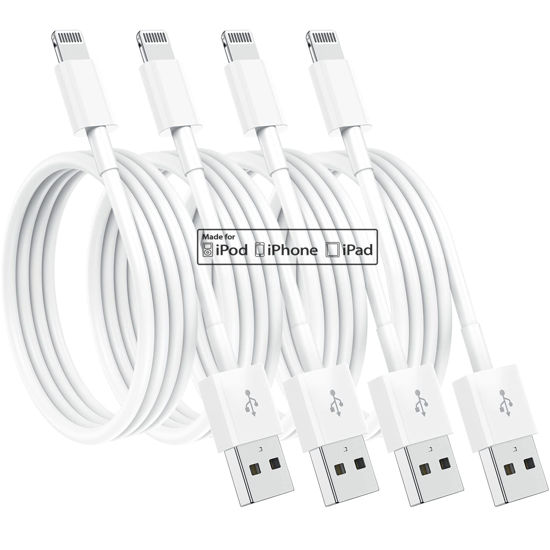 Picture of 4 Pack [Apple MFi Certified] Apple Charging Cables 3ft, iPhone Chargers Lightning Cable 3 Foot, Fast iPhone Charging Cord for iPhone 14/14Pro/13/13Pro/12/11/11Pro/11Max/ X/XS/XR/XS Max/8, ipad(White)