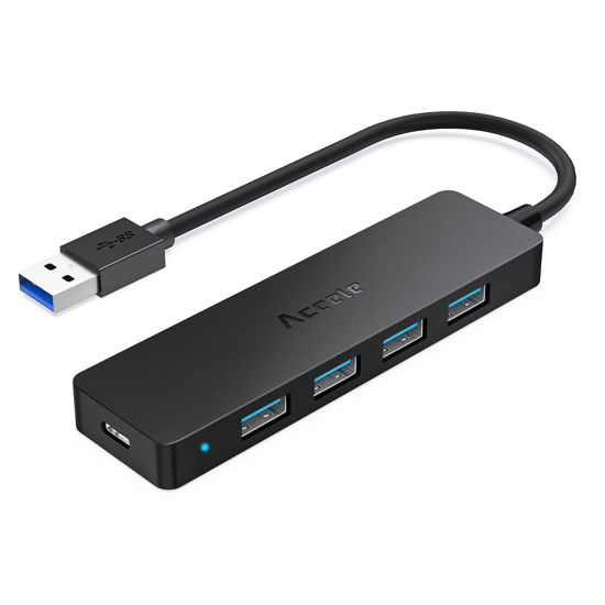 Picture of Aceele 4-Port USB 3.0 Hub, Ultra-Slim USB Hub with USB-C Powered Port[Charging/Monitor Not Supported], USB Port for MacBook, Mac Pro, iMac, Mac Mini, XPS, PC, Laptop, Flash Drive, Mobile HDD