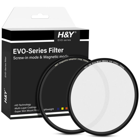 Picture of H&Y 72mm White Mist Filter Lens Filter Mist White 1/2 Diffusion Filter Camera Lens Filter Dreamy Fog Effect with Magnetic Adapter Ring, EVO Series