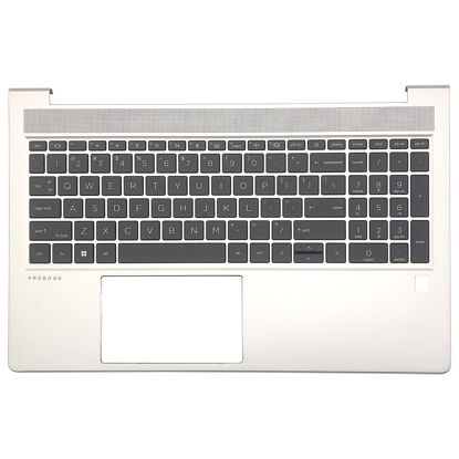 Picture of Jxjslp Replacement Upper Case Palmrest for HP Probook 450 455 G8 Series Laptop Top Cover Backlit Keyboard Assembly M21742-001 Silver