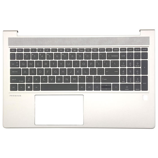 Picture of Jxjslp Replacement Upper Case Palmrest for HP Probook 450 455 G8 Series Laptop Top Cover Backlit Keyboard Assembly M21742-001 Silver