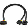 Picture of CRJ 15-Pin SATA to Dual 4-Pin Molex Power Adapter Cable - 12-inch (30cm), Black Sleeved - Power Two 4-Pin Peripheral Molex Devices with a 15-Pin SATA Power Supply Connection