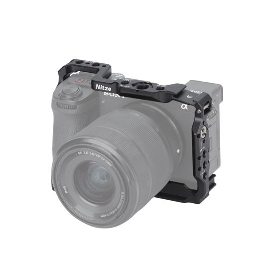 Picture of Nitze a6700 Camera Cage for Sony A6700 / Alpha 6700 with Built-in Cold Shoe, NATO Rail and Arca Quick Release Plate - T-S12A