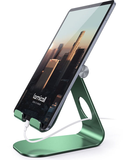 Picture of Lamicall Tablet Stand Adjustable, Tablet Stand : Desktop Stand Holder Dock Compatible with Tablet Such as iPad Pro 9.7, 10.5, 12.9 Air Mini 4 3 2, Kindle, Nexus, Tab, E-Reader (4-13") - Green
