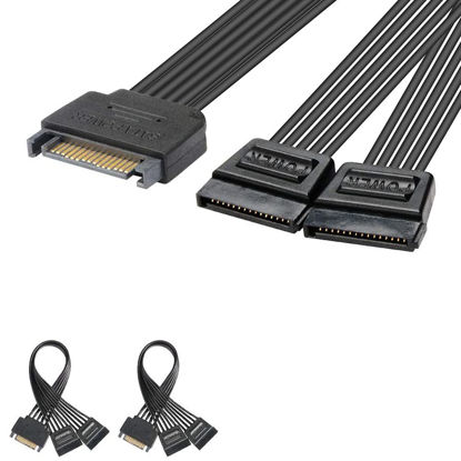 Picture of J&D 15 Pin SATA Power Y Splitter Cable (2 Pack), Male to Female, 8 inch