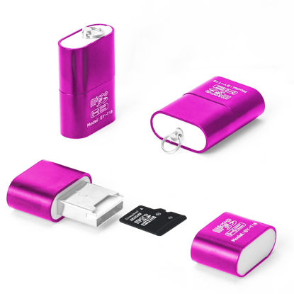 Picture of [3 Pack] Micro SD Card Reader for Android,Micro SD Card to USB Adapter, TF Card Reader with Mini Size for Camera Memory Card Reader, Wansurs Card Reader for PC Laptop (Rose Red)