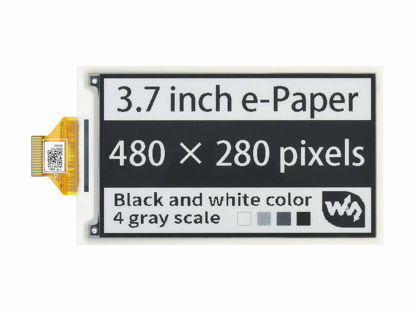 Picture of Waveshare 3.7inch E-Paper E-Ink Raw Display Compatible with Raspberry Pi 4B/3B+/3B/2B/B+/A+/Zero/Zero W/WH/Zero 2W Series Boards 480×280 Pixels 4 Grey Scales Supports Partial Refresh
