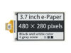 Picture of Waveshare 3.7inch E-Paper E-Ink Raw Display Compatible with Raspberry Pi 4B/3B+/3B/2B/B+/A+/Zero/Zero W/WH/Zero 2W Series Boards 480×280 Pixels 4 Grey Scales Supports Partial Refresh
