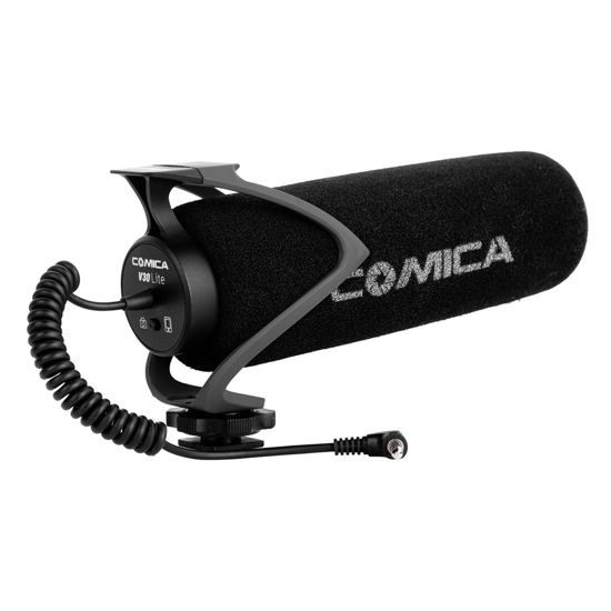 Picture of COMICA CVM-V30 LITE Camera Shotgun Microphone for Cannon Nikon Sony DSLR Camera and iPhone Android Smartphone, Supercardioid Professional Video Mic with Shock Mount Perfect for Interview Recording.